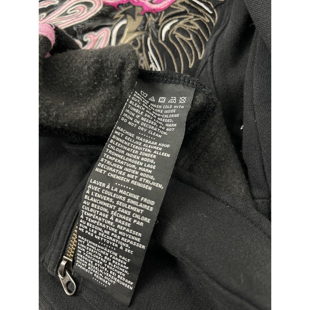 Harley Davidson Jacket Women Large Black Snap Embroidered Roses Rock Vintage Y2K - Picture 6 of 11